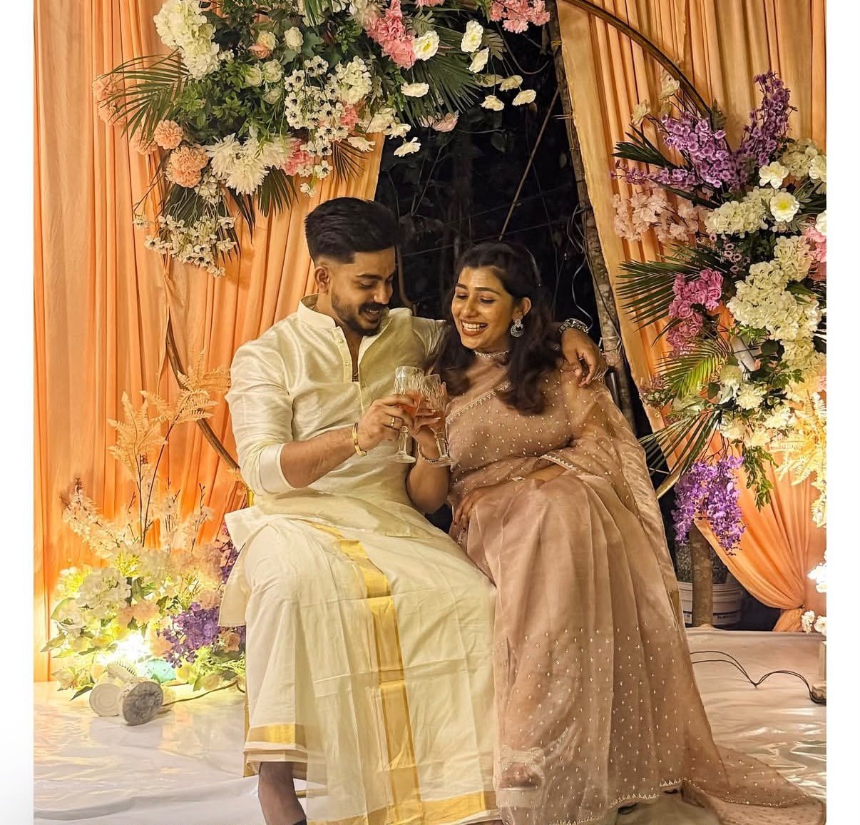 The couple celebrating together